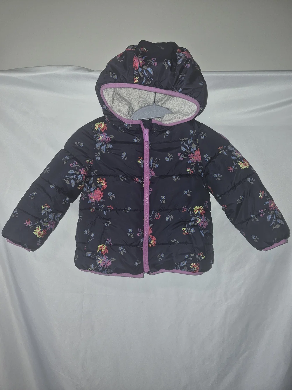 Baby Gap Floral Girls Puffer Jacket Coat With Hood  Sz 4 Toddler